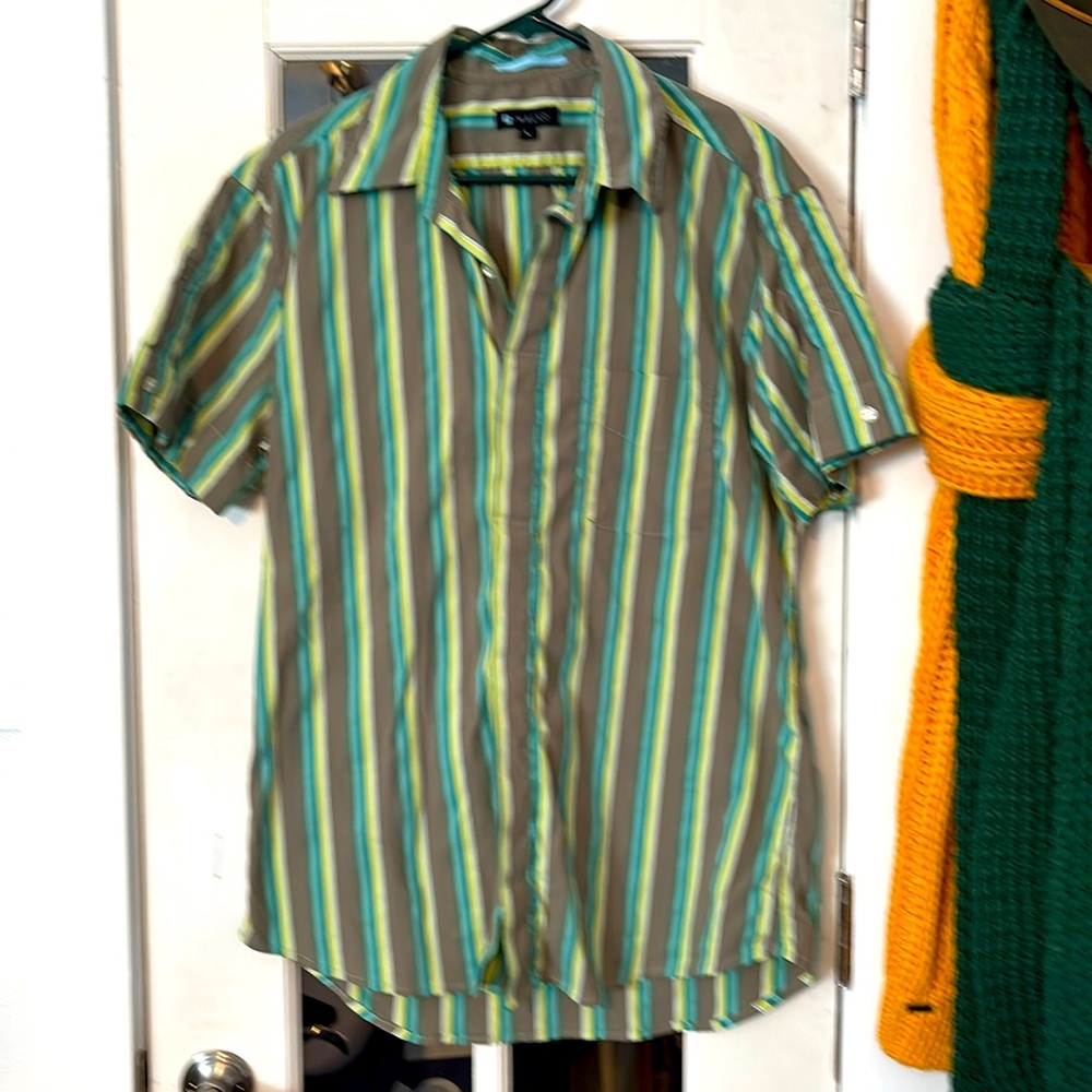 Walko size Large green groovy stipe shirt sleeve dress shirt retro vibe
